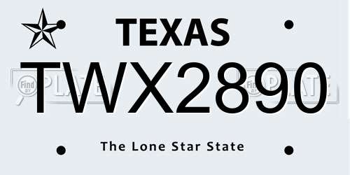 TWX2890 Texas License Plate