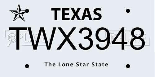 TWX3948 Texas License Plate