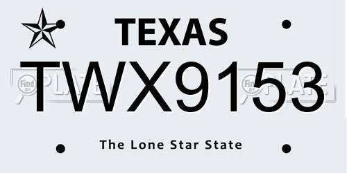 TWX9153 Texas License Plate