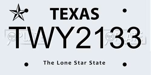 TWY2133 Texas License Plate