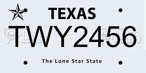 TWY2456 Texas License Plate