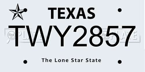 TWY2857 Texas License Plate