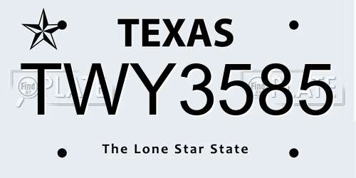 TWY3585 Texas License Plate