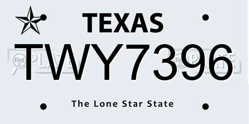 TWY7396 Texas License Plate