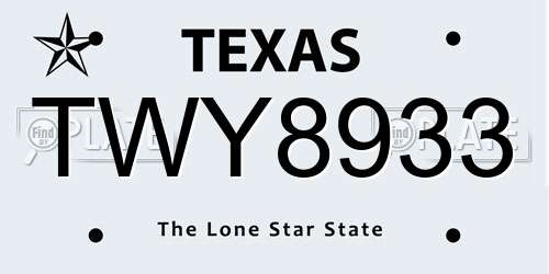 TWY8933 Texas License Plate