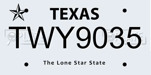 TWY9035 Texas License Plate