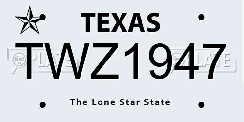 TWZ1947 Texas License Plate