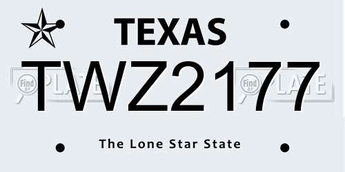 TWZ2177 Texas License Plate