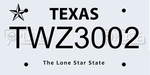 TWZ3002 Texas License Plate