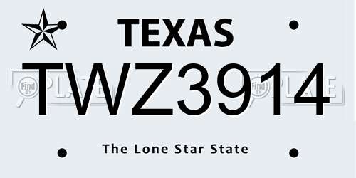 TWZ3914 Texas License Plate