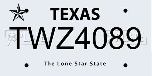 TWZ4089 Texas License Plate