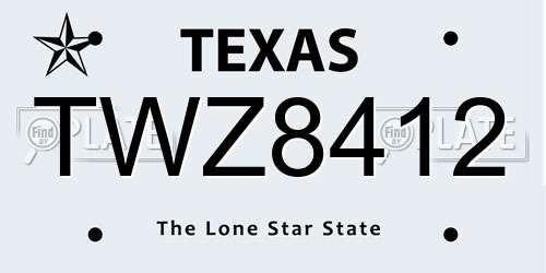 TWZ8412 Texas License Plate