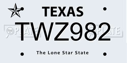 TWZ982 Texas License Plate