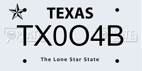 TX0O4B Texas License Plate