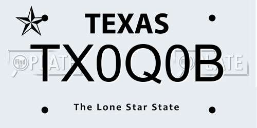 TX0Q0B Texas License Plate