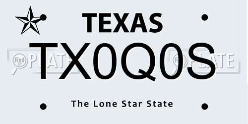 TX0Q0S Texas License Plate