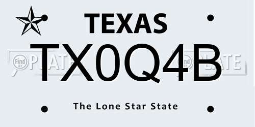 TX0Q4B Texas License Plate