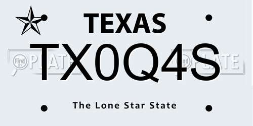 TX0Q4S Texas License Plate