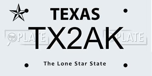 TX2AK Texas License Plate