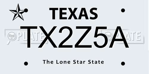 TX2Z5A Texas License Plate