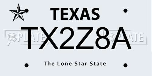 TX2Z8A Texas License Plate