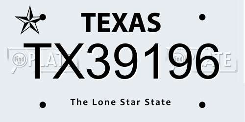 TX39196 Texas License Plate