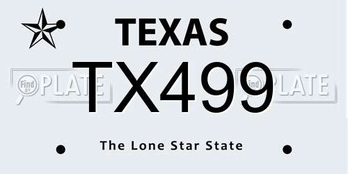 TX499 Texas License Plate