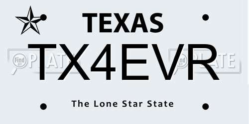 TX4EVR Texas License Plate