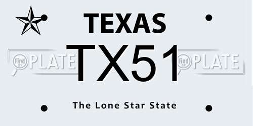 TX51 Texas License Plate