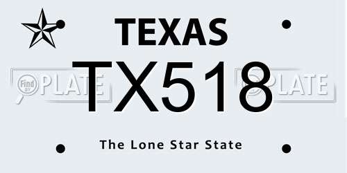TX518 Texas License Plate