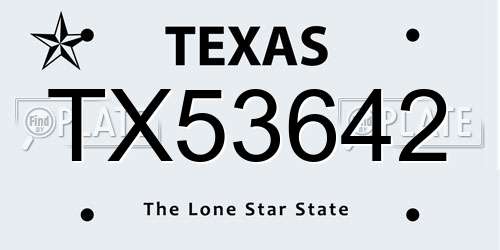 TX53642 Texas License Plate