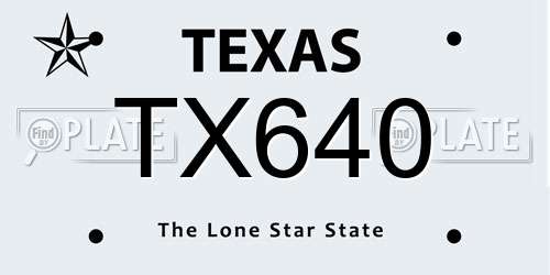 TX640 Texas License Plate