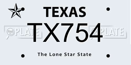 TX754 Texas License Plate