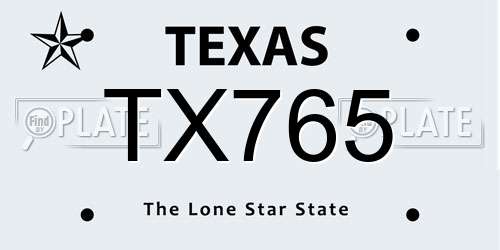 TX765 Texas License Plate