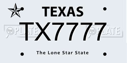 TX7777 Texas License Plate