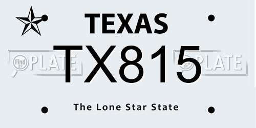 TX815 Texas License Plate