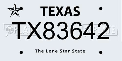 TX83642 Texas License Plate