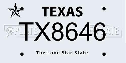 TX8646 Texas License Plate