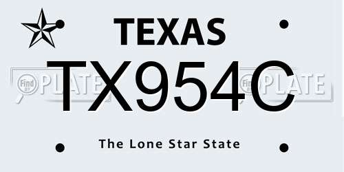 TX954C Texas License Plate