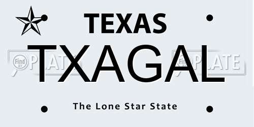 TXAGAL Texas License Plate