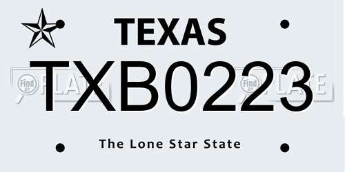 TXB0223 Texas License Plate