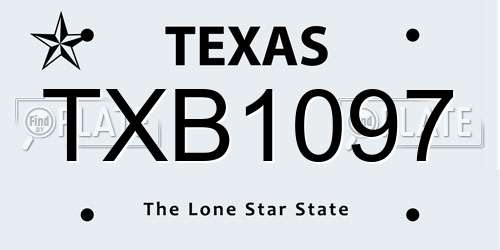 TXB1097 Texas License Plate