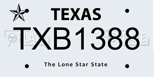 TXB1388 Texas License Plate