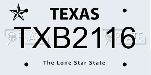 TXB2116 Texas License Plate