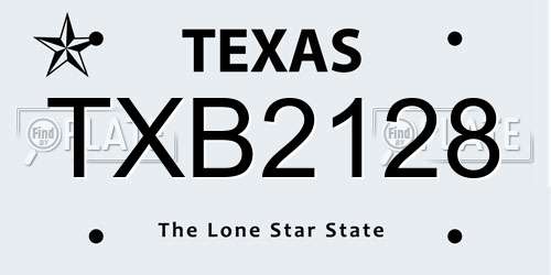 TXB2128 Texas License Plate