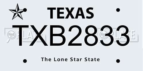 TXB2833 Texas License Plate