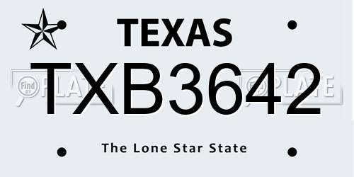 TXB3642 Texas License Plate