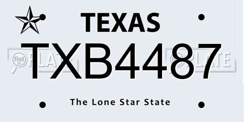 TXB4487 Texas License Plate