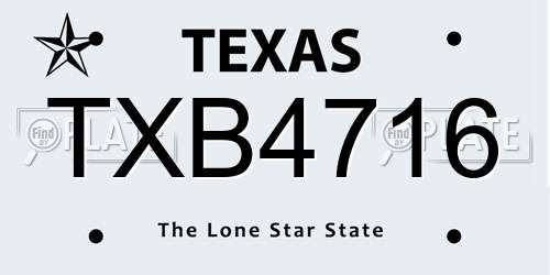 TXB4716 Texas License Plate