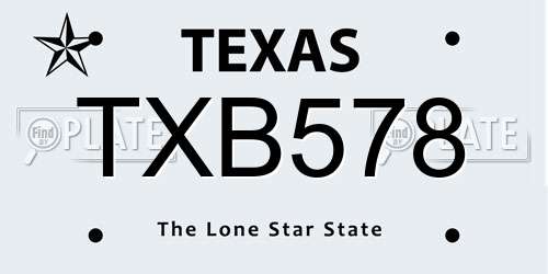 TXB578 Texas License Plate